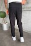 Men's Elastic Waist Boyfriend Fit Pleated Black Linen Trousers Ke-1600 - 4