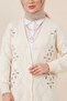 Ecru Openwork Floral Embroidered Knitwear Cardigan - Buttoned - 4
