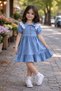 Stretch Fabric Ruffled Cherry Detail Girls' Denim Dress - Wide Fit, Buy for 1-Year-Old - Girls' Dress - 3