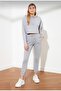 Gray Cotton and Pocketed Women's Tracksuit - 5