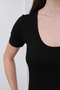 Viscose Flowing Low-cut Collar T-Shirt-Black - 7