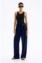 Women's Relax Fit Comfortable Cut Crepe Fabric High Waist Wide Leg Belted Stretchy Pants 4715 - 5