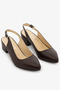 Brown Genuine Leather Women's Slingback Open-Back Heeled Shoes