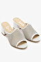 White Genuine Leather Perforated Women's Heeled Slippers