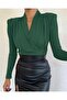 Padded Double-Breasted Model Sandy Blouse -Emerald - 3