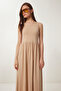 Halter Neck Basic Summer Knitted Dress Cream Lcr0053 - 4