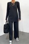 Crew Neck Camisole Set -Black - 6