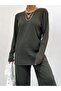 Khaki Color Crew Neck Camisole Suit Set - 3