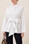 Beli Corseted Hidden Button Belted Poplin Tunic -White - 3