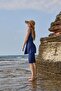 Tights Dress Swimsuit Navy Blue with Skirt - 3