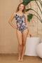 Black and White One Piece Floral Swimsuit - 4