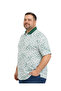 Men's Large Size Grass Green Polo Collar Micro Patterned Short Sleeve T-Shirt 3Xl-4Xl-5Xl-6Xl - 2