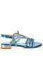 Women Cut Out Detail Rhinestone Flat Sandals in Denim Blue - 2
