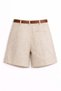 40222 women's high waist leather belted pleated shorts natural - 2