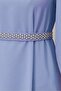 Hakim Collar Balloon Sleeve Belted Dress - Baby Blue - 4