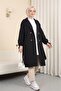 Trench Coat with Flap Pockets and Tie-Down Sleeves - Black