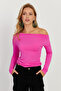 Women's Fuchsia Boat Neck Blouse App1254