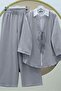 Kimono Suit with Double Tie Front Trousers - Gray - 2