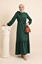 Ayrobin Dress with Ruffle Stone Detail, Skirt and Belt - Emerald - 4