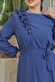 Ruffle Stone Detailed Piece Skirt Belted Ayrobin Dress -Indigo - 4