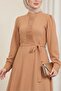 Cinnamon Detailed Belted Ayrobin Dress - Cinnamon - 3