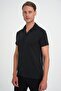 Men's Slim Fit Apaş Collar Modal Blend Short Sleeve Black Shirt g 1590 - 3
