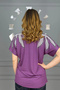 Women's damson plus size v neck shoulders leaf crystal stone embroidered lycra short sleeve blouse - 3