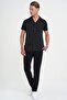 Men's Slim Fit Apaş Collar Modal Blend Short Sleeve Black Shirt g 1590 - 2