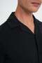 Men's Slim Fit Apaş Collar Modal Blend Short Sleeve Black Shirt g 1590 - 7