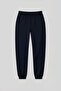 Navy Blue Pocketed High Waist Comfortable Form Rubber Leg Women's Tracksuit Bottom - 94583