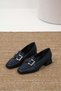 Betty Navy Blue Color Women's Short Heeled Shoes with Buckle Accessories and Blunt Toe - 7
