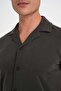 Men's Slim Fit Apaş Collar Modal Blend Short Sleeve Brown Shirt g 1590 - 6