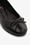 Black Genuine Leather Women's Ballerinas with Bow Detail - 3