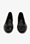 Black Genuine Leather Women's Ballerinas with Bow Detail - 7