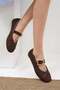 Roxy Brown Heart Buckle Women's Ballerinas