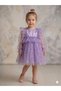 Lilac Star Printed Ruffled Front Long Tulle Sleeve Girls' Baby Girl Dress - 2