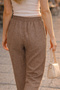 Women's Summer Synthetic Linen High Waist Elastic Skinny Leg Mom Pants C611 - 7