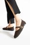 Brown tweed fabric women's ballerina shoes with stylish buckle and orthopedic sole for everyday wear - 4