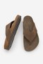 Women's Genuine Leather Eva Sole Flip-Flops with Thick Straps Daily Slippers Zigan Brown Suede - 9