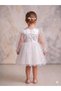 White Star Printed Ruffled Front Long Tulle Sleeve Girls' Baby Girl Dress - 5