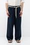 Oversized Linen Trousers with Belt Detail Navy Blue - 2
