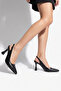 Black Stiletto Genuine Leather Open Back Pointed Toe Stiletto Women's Heeled Shoes - 5