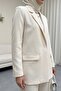Single Button Lycra Jacket with Pockets -Cream