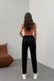 Women's High Waist Ankle Length Elastic Waist Fabric Trousers - 3