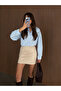 Waist Elastic Suede Skirt - Beige