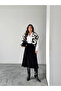 Midi Skirt with Side Stripes - Black