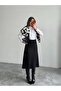Midi Skirt with Side Stripes - Black - 2