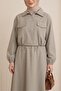 Elastic Waist Skirt Suit - Stone - 3