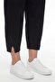 Women's Black Summer Slim Trousers with Belt and Accessory Detail at the Leg - 3