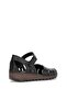 Elit 26Yrhm204K Women's Genuine Leather Orthopedic Flat Sandals Black - 5